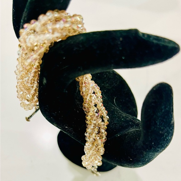 Vintage Aurora Borealis Crystal Multi-Strand Bracelet, Beautiful - Picture 3 of 8